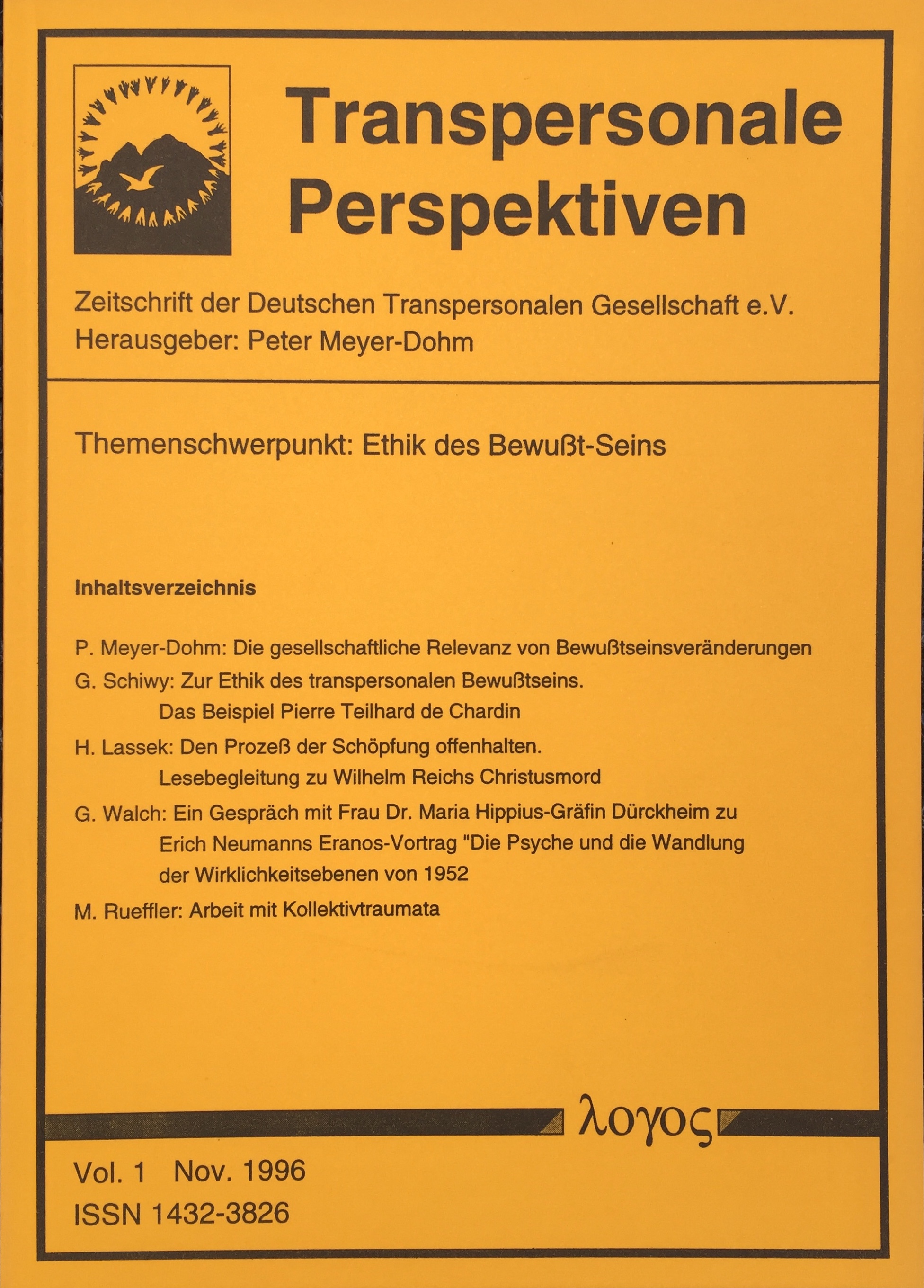 Transpersonale Perspektiven Volume 1/1996